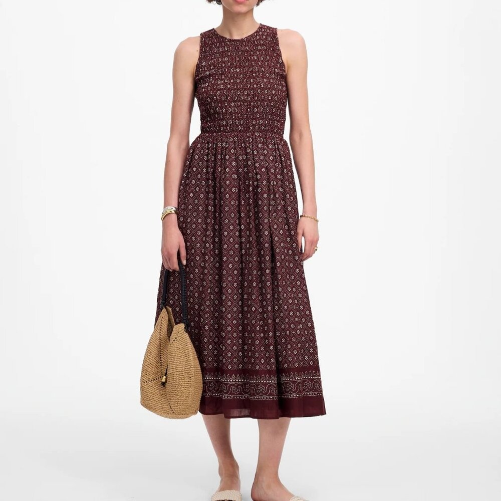 Madewell Burgundy Printed Midi Dress